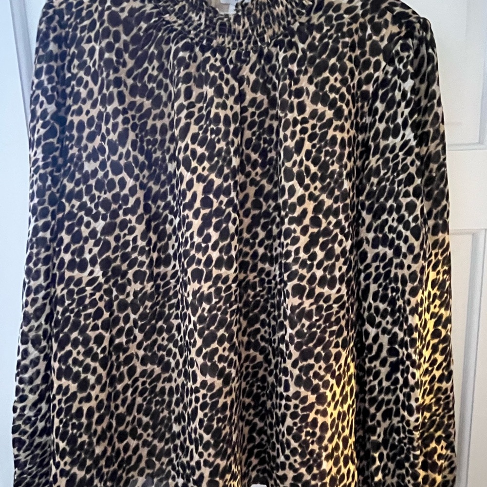 J. Crew Animal Print Blouse - Black and Tan